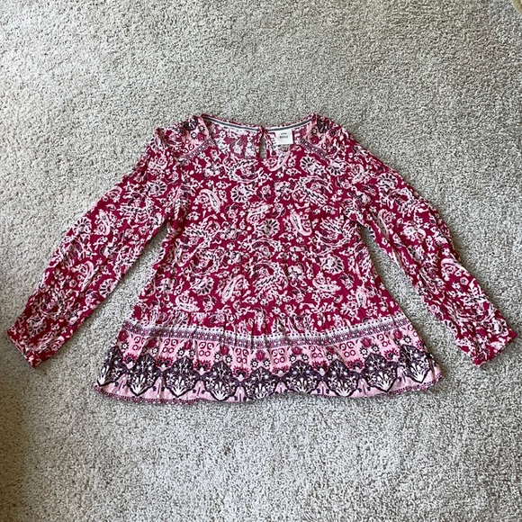 Knox Rose peasant blouse with crimson paisley pattern - size M - Picture 2 of 5
